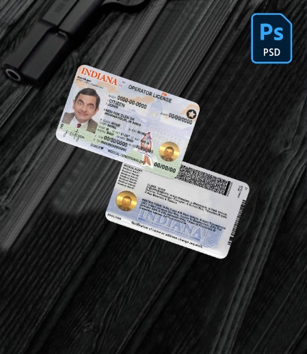 USA Indiana driving (operator) license (2019 – present) PSD